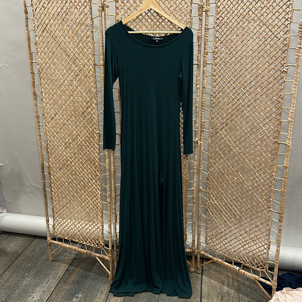 Lulus maxi bridesmaid dress size medium. Dark Green